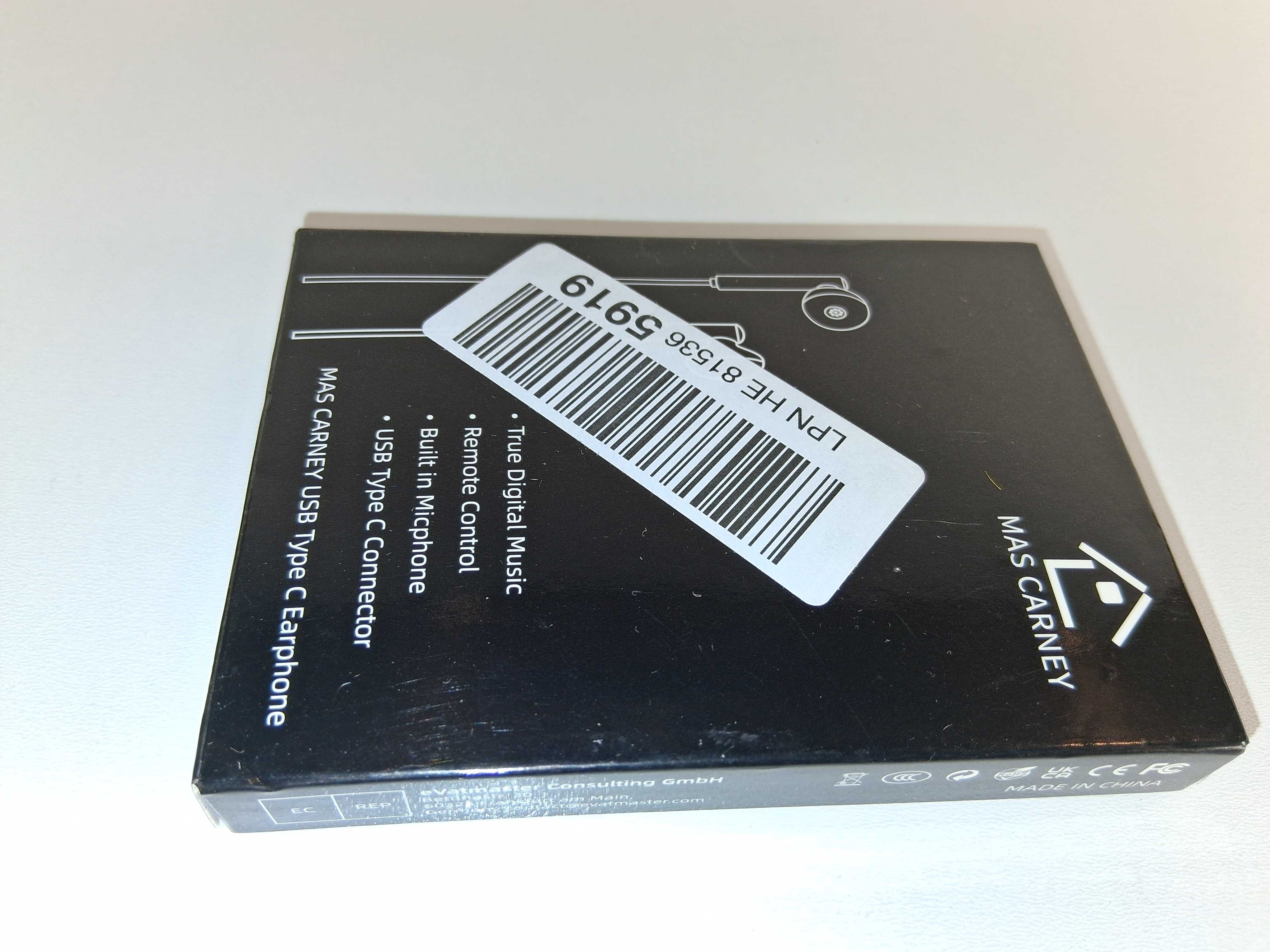 Y005 Słuchawki Mas Carney USB Typ C Mikrofon Pilot Białe Nowe