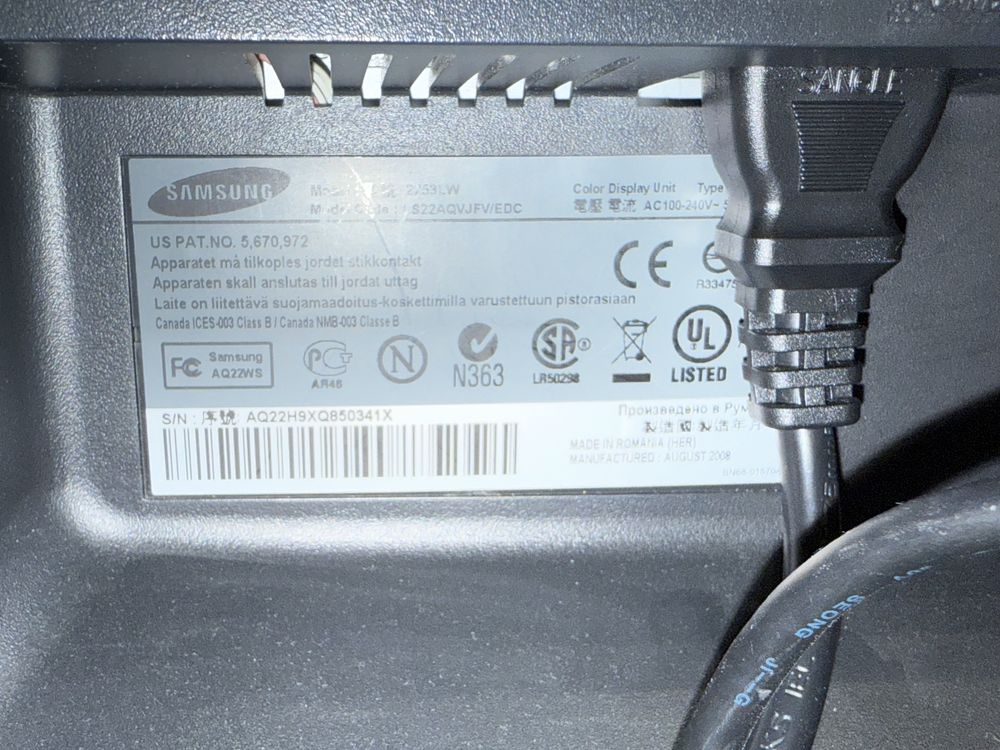 Monitor Samsung SyncMaster2253LW
