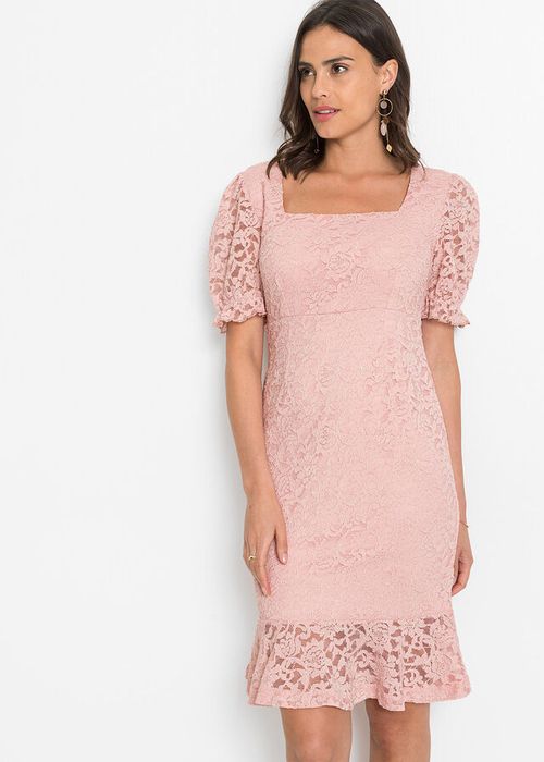 AF1225 sukienka koronkowa pudrowy róż ^36/38