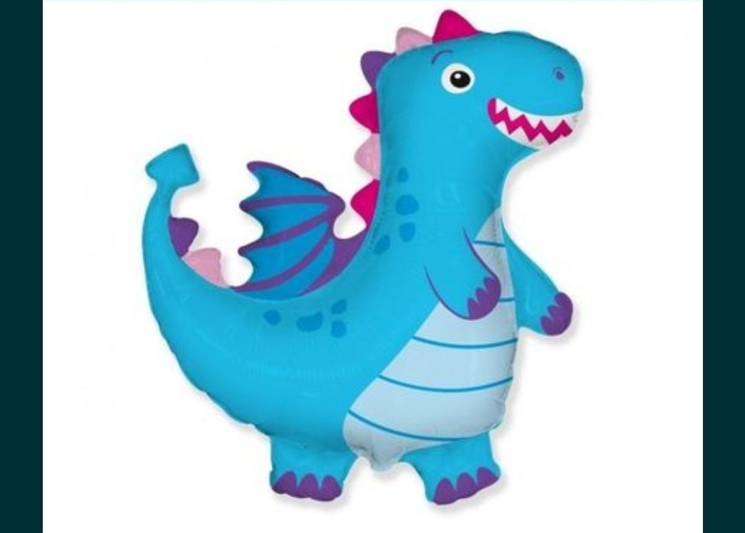 Balon foliowy Dinozaur (rysunkowy), 70 cm + niebieski
