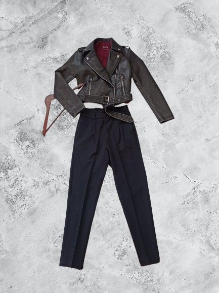 Темно-сині брюки carrot з защипами