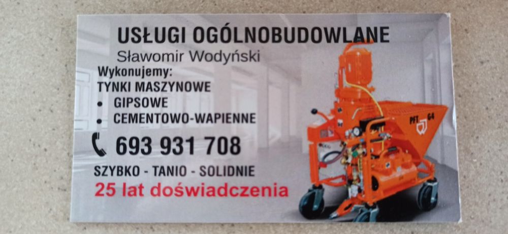 Tynki maszynowe  gipsowe.   SZYBKO-TANIO-SOLIDNIE