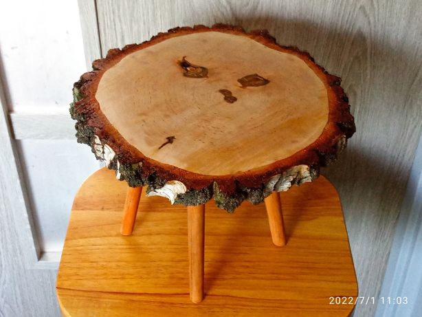 Stolik, krzesełko, taboret, stołek, podstawka z drewna brzozowego