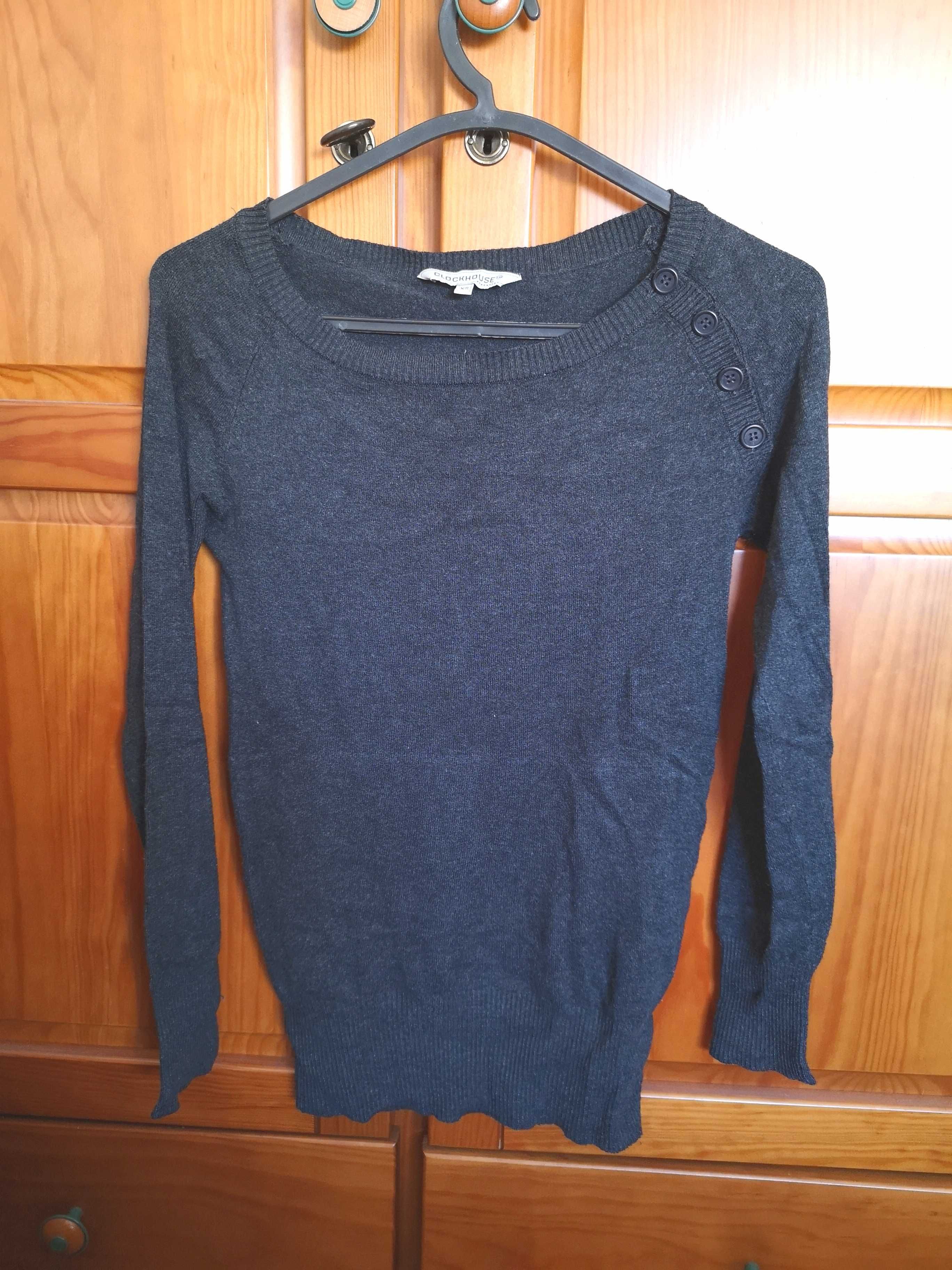 Camisola de malha cinzenta escura C&A, tamanho XS
