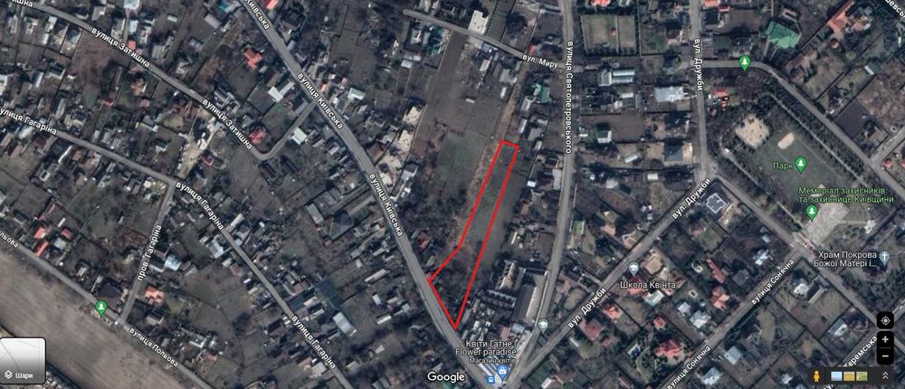 Участок  в Гатном 36 сот по вул. Київська