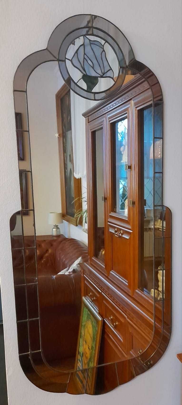 Piękne unikatowe lustro witrażowe ala Tiffani produkcja 1994
