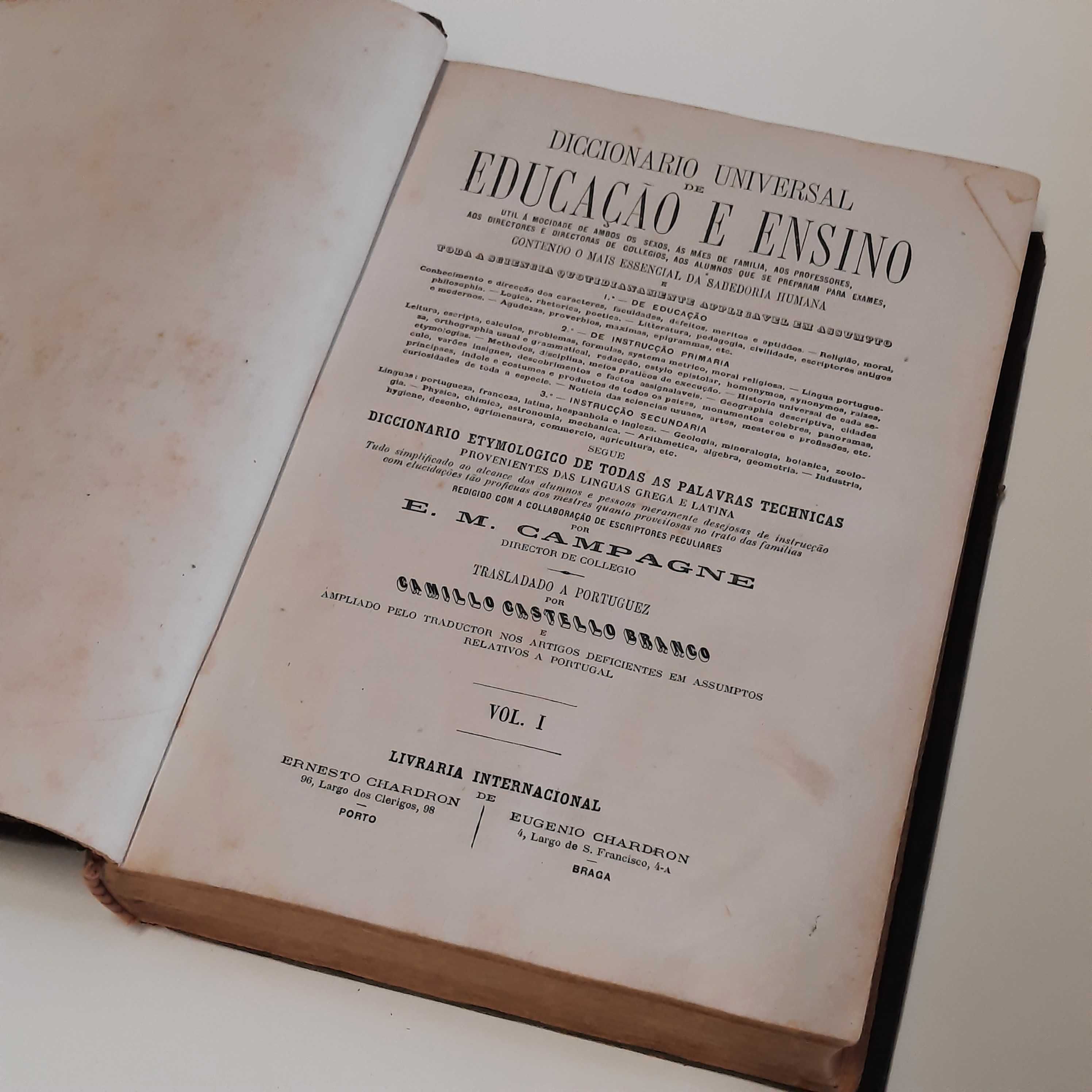 Dicionário universal de educação e ensino.  XVIII century - 1873