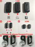 Carcaças de chave Peugeot, Citroen e Fiat