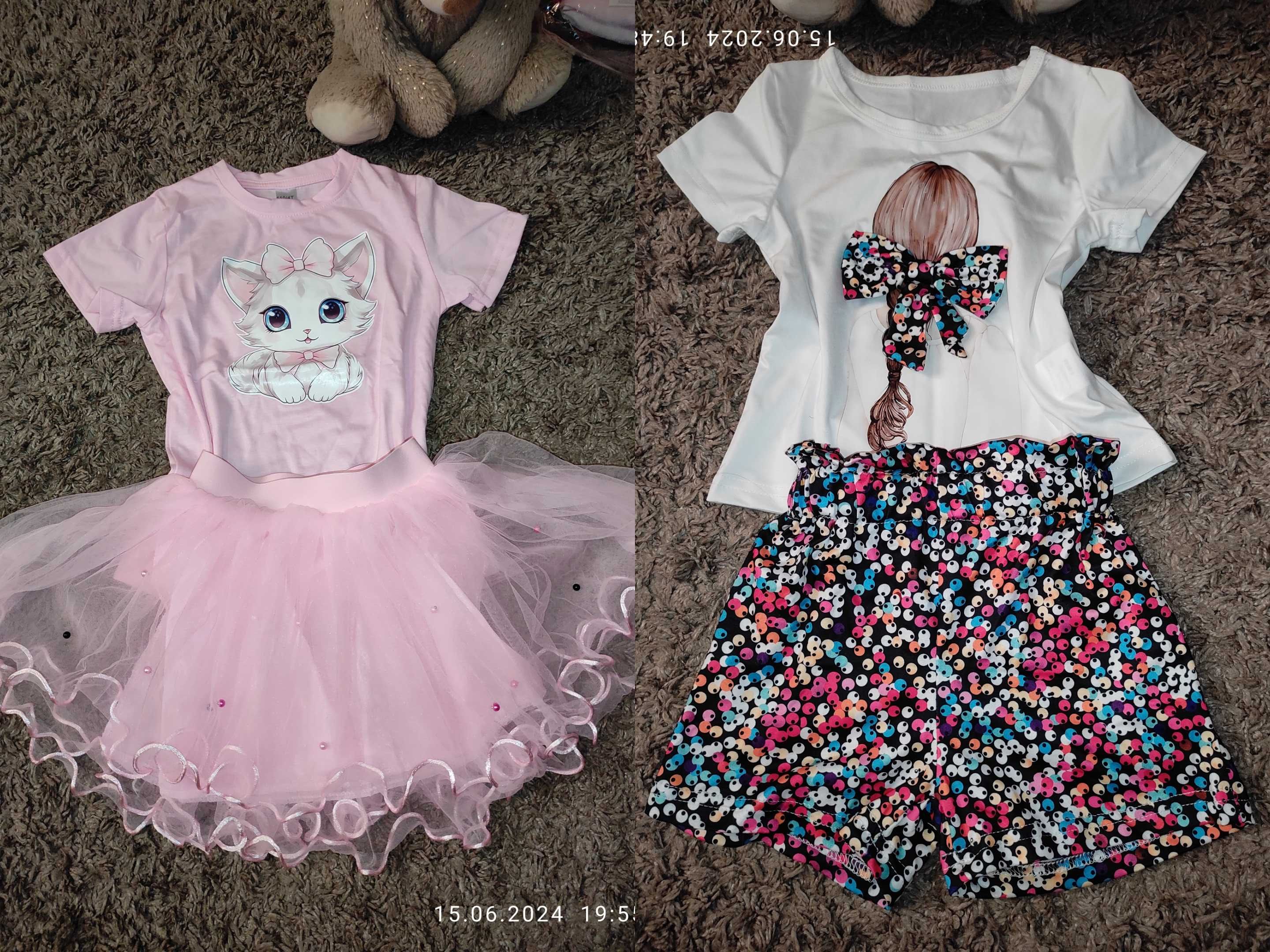 2 eleganckie letnie garnitury, spódnica tutu dla dziewczynek