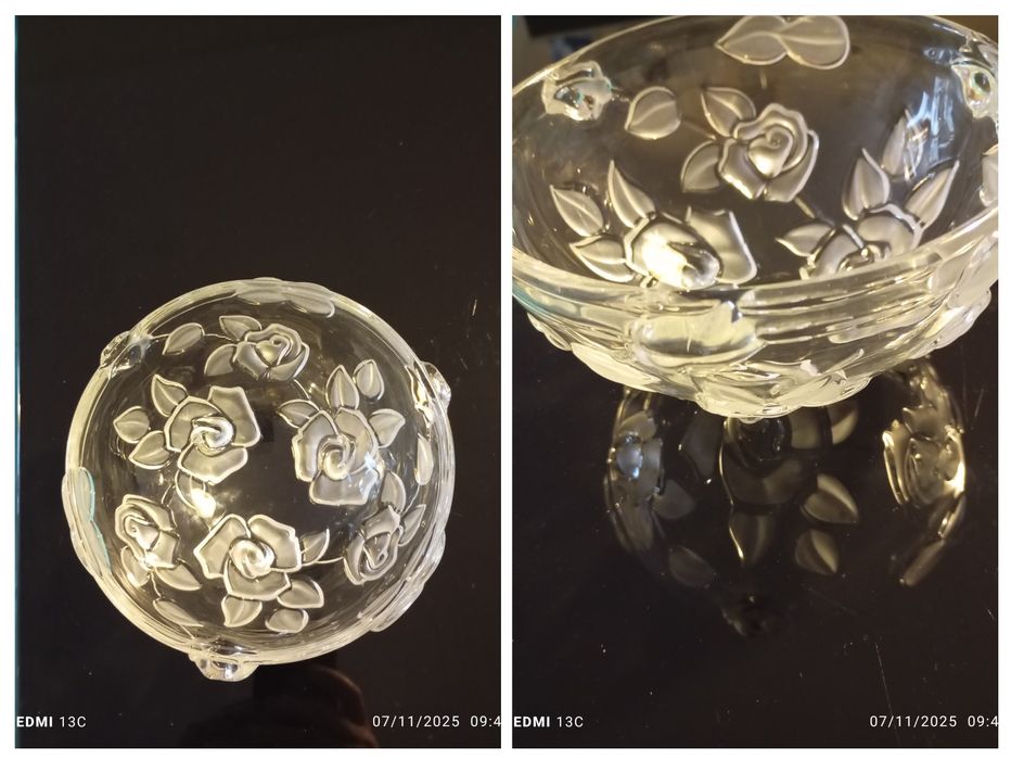 Taças de vidro com relevo