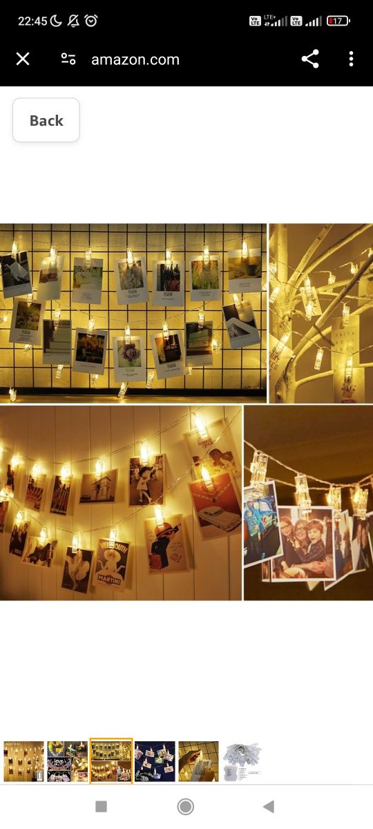 Lampki klamerki na zdjęcia 40led - spinacze klipsy girland
