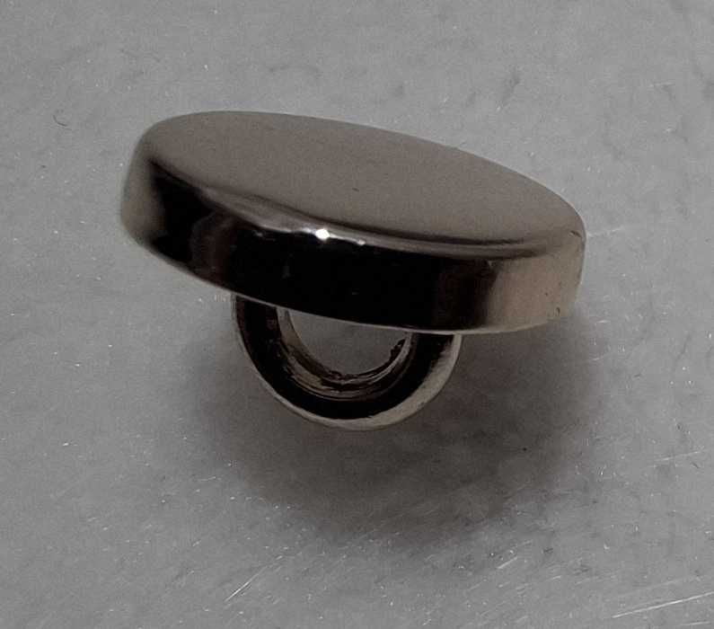 Guzik na stopce, okrągły, gładki, kolor srebrny, 10x6mm