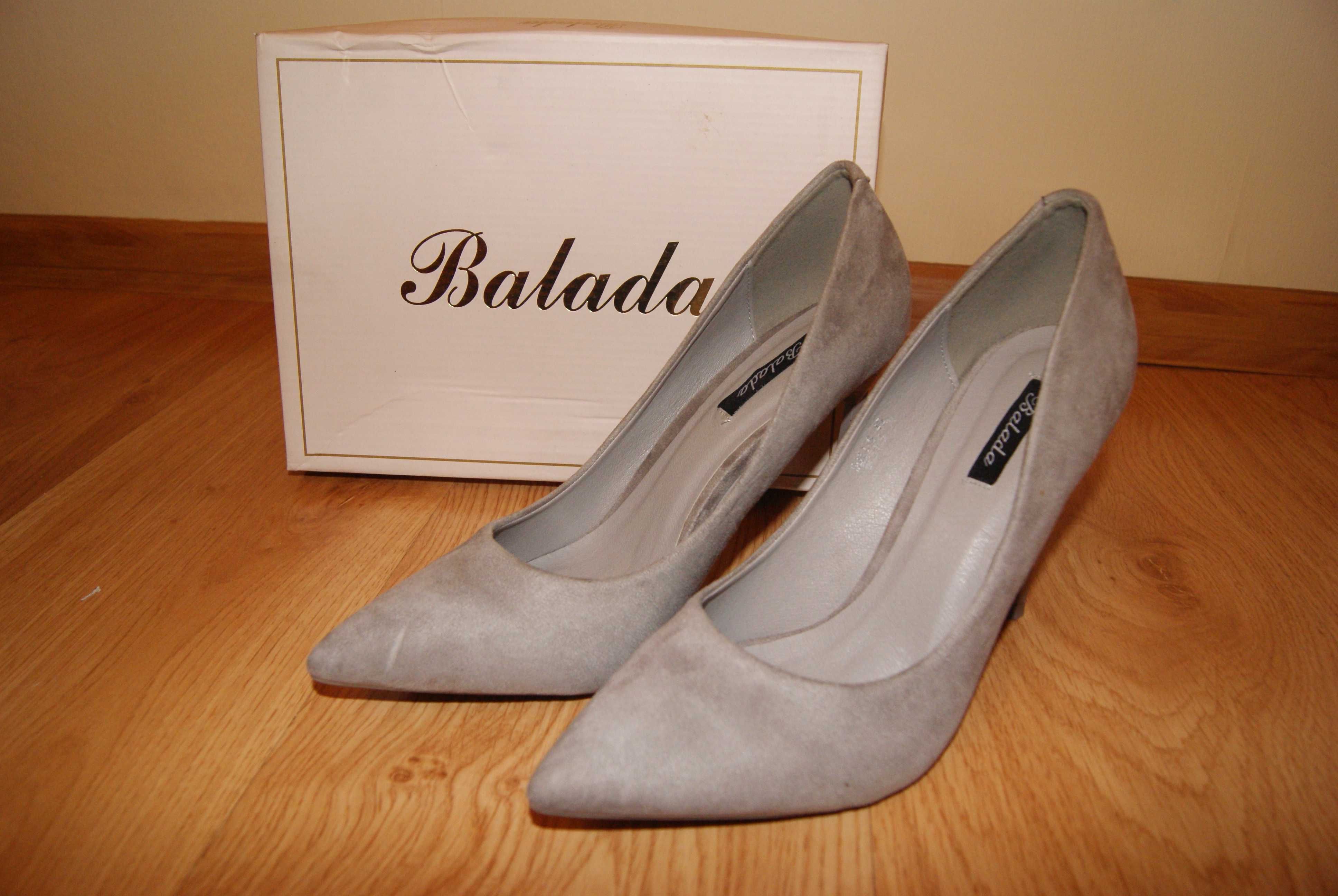 Szpilki zamszowe Balada szare r.40