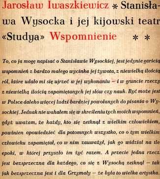 Stanisława Wysocka i jej kijowski teatr Studya Jarosław Iwaszkiewicz