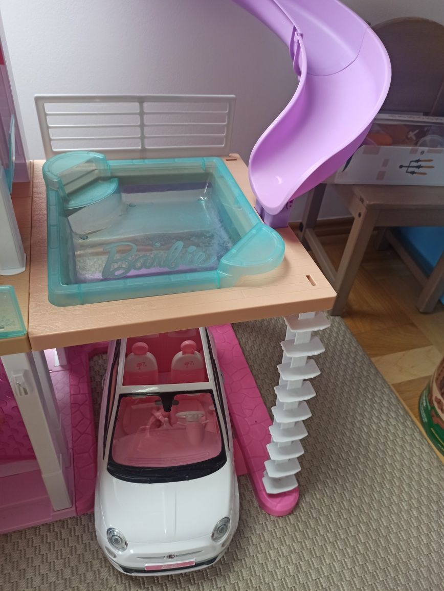 Domek Barbie + Auto Barbie + 2 lalki – Marzenie małej księżniczki