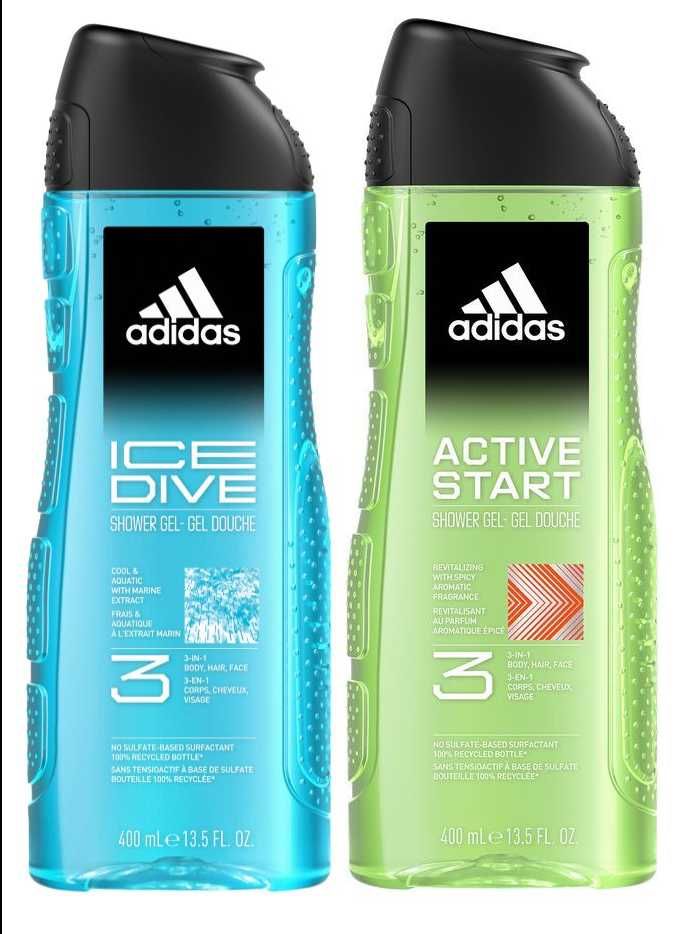 Zestaw żeli pod prysznic dla mężczyzn Adidas 400 ml x 2