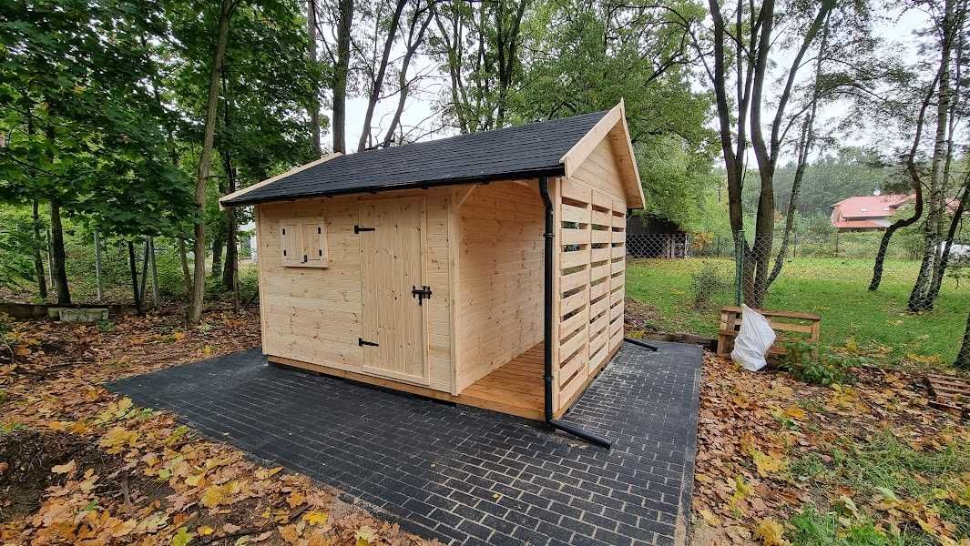 domek z drewutnią domek narzędziowy domek drewniany 3x4 producent
