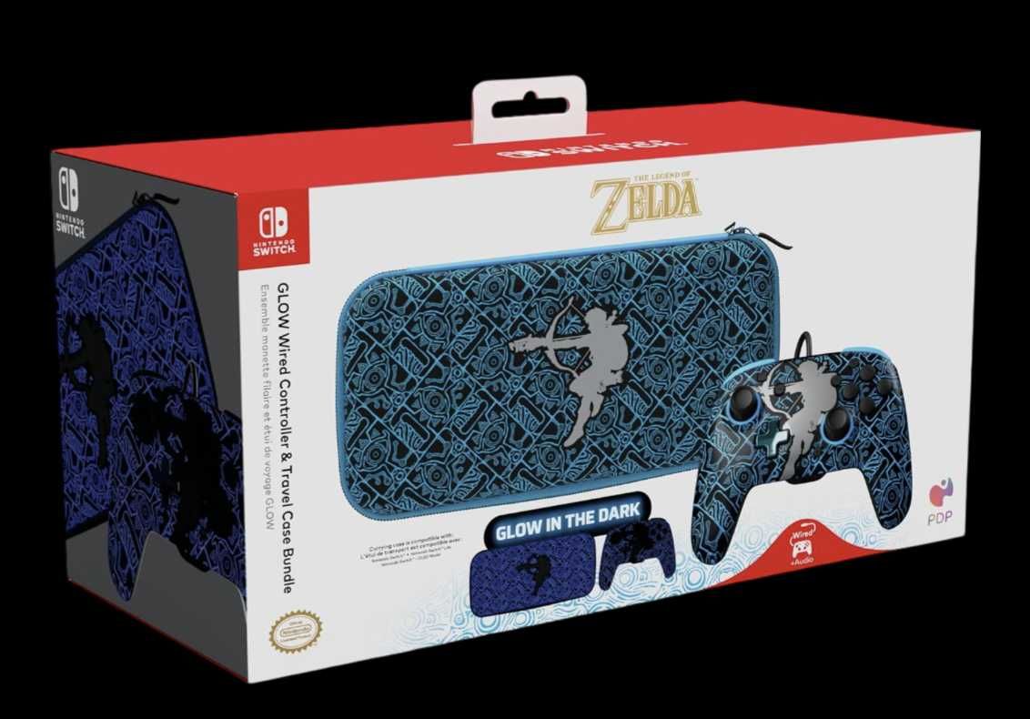 PDP SWITCH Etui + pad przewodowy Zelda świecący w ciemności prezent