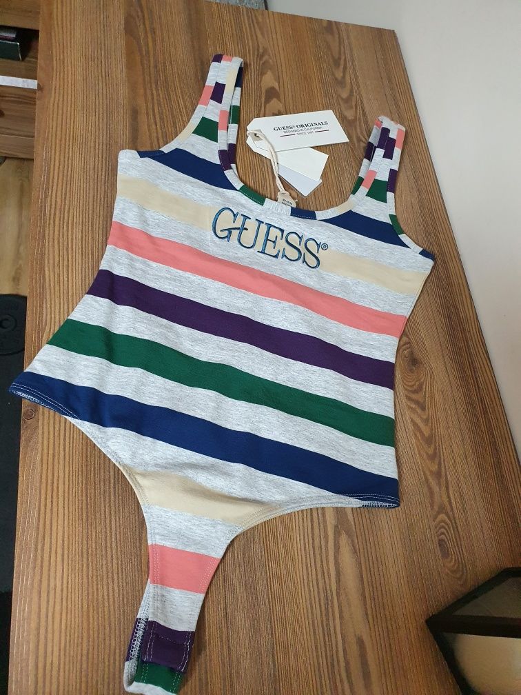 Nowe body Guess r. XS szare pasy organic