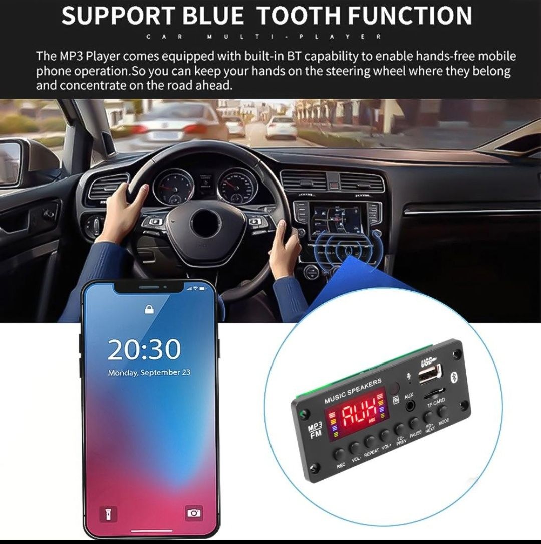 Декодер 2*25W, Bluetooth 5.0. ФМ-приемник, AUX,USB, mp3, Папки листает