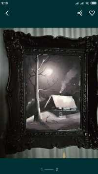 Картина  Маслом домик теремок