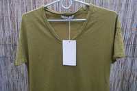 Diverse bluzka koszulka t-shirt khaki oliwka logowana modna Nowa 34/XS