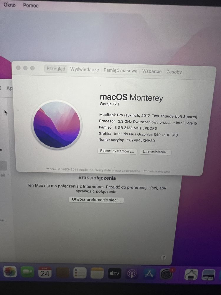 MacBook Pro2017 8/256 GB 390 cykli (A1708)