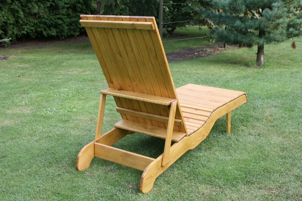 Solidny drewniany leżak fotel ogrodowy własnej roboty na zamówienie