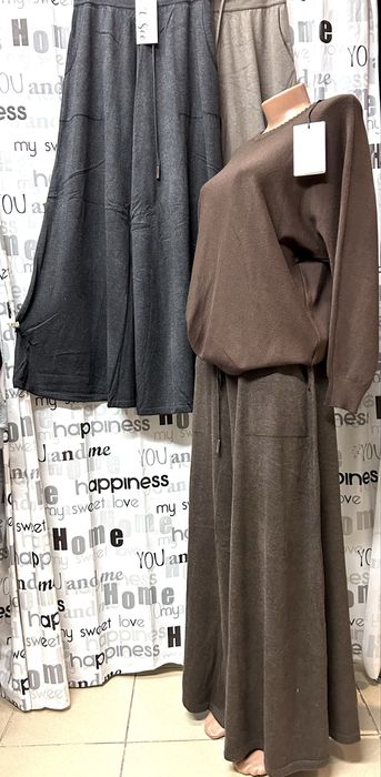 Брюки трикотажные, вязанные палаццо, на резинке