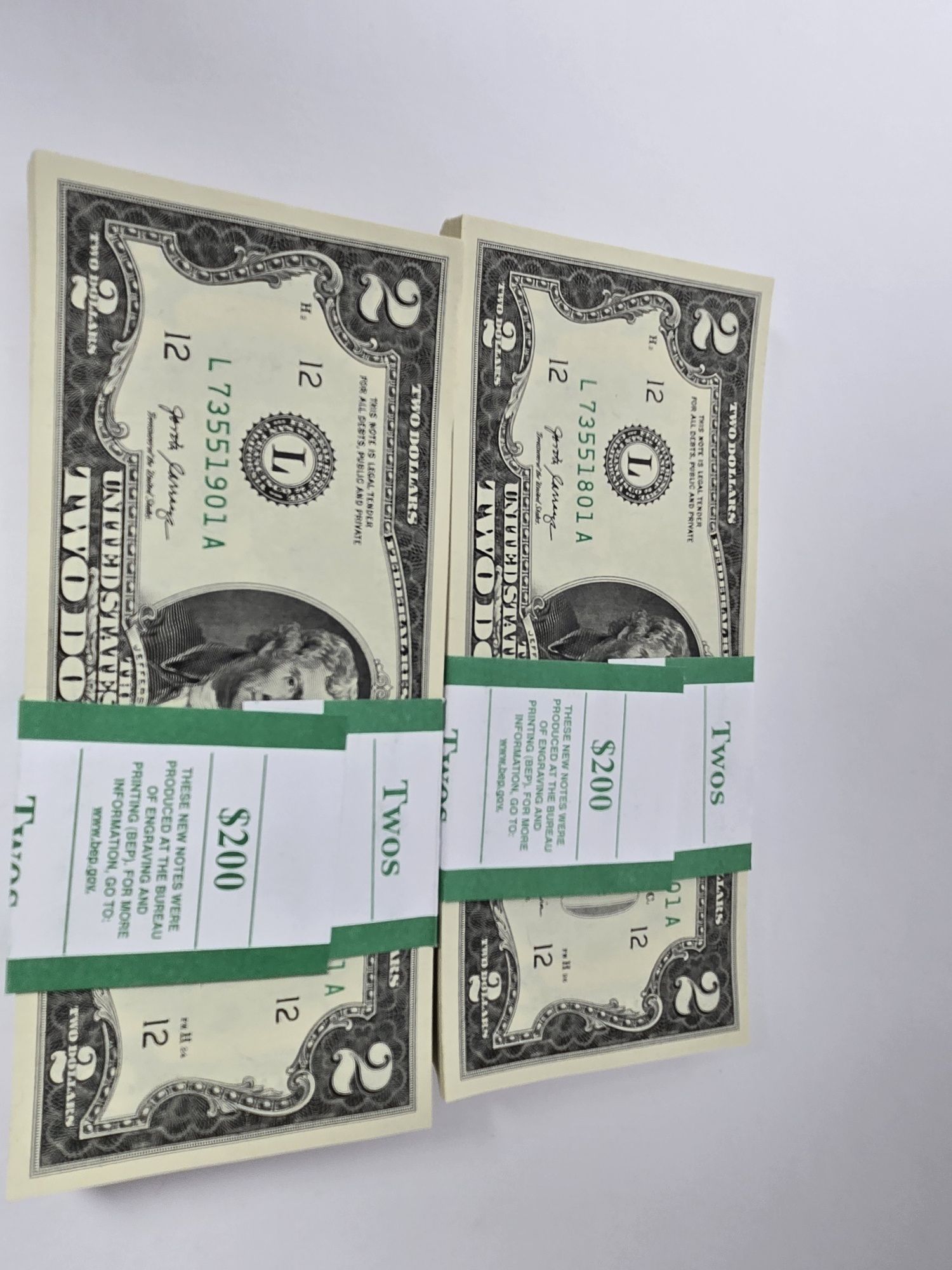 Paczka bankowa 100x 2 USD stan kolekcjonerski