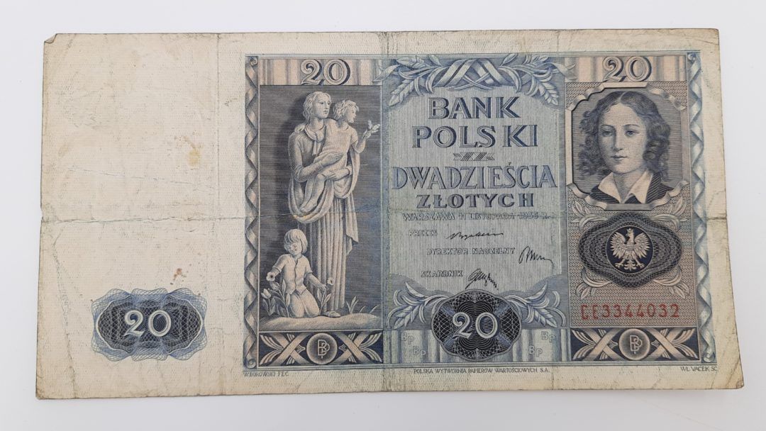 Stary Banknot kolekcjonerski Polska 20 zł 1936