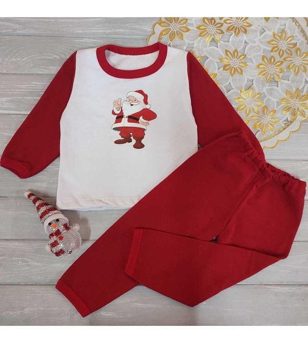 Утеплена Новорічна піжама для хлопчиків та дівчат 74-104 см з начісом