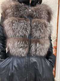 Кожаная куртка длинная клеш с натуральным мехом lento fur оригинал