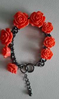 Piękna bransoletka pomarańczowe róże