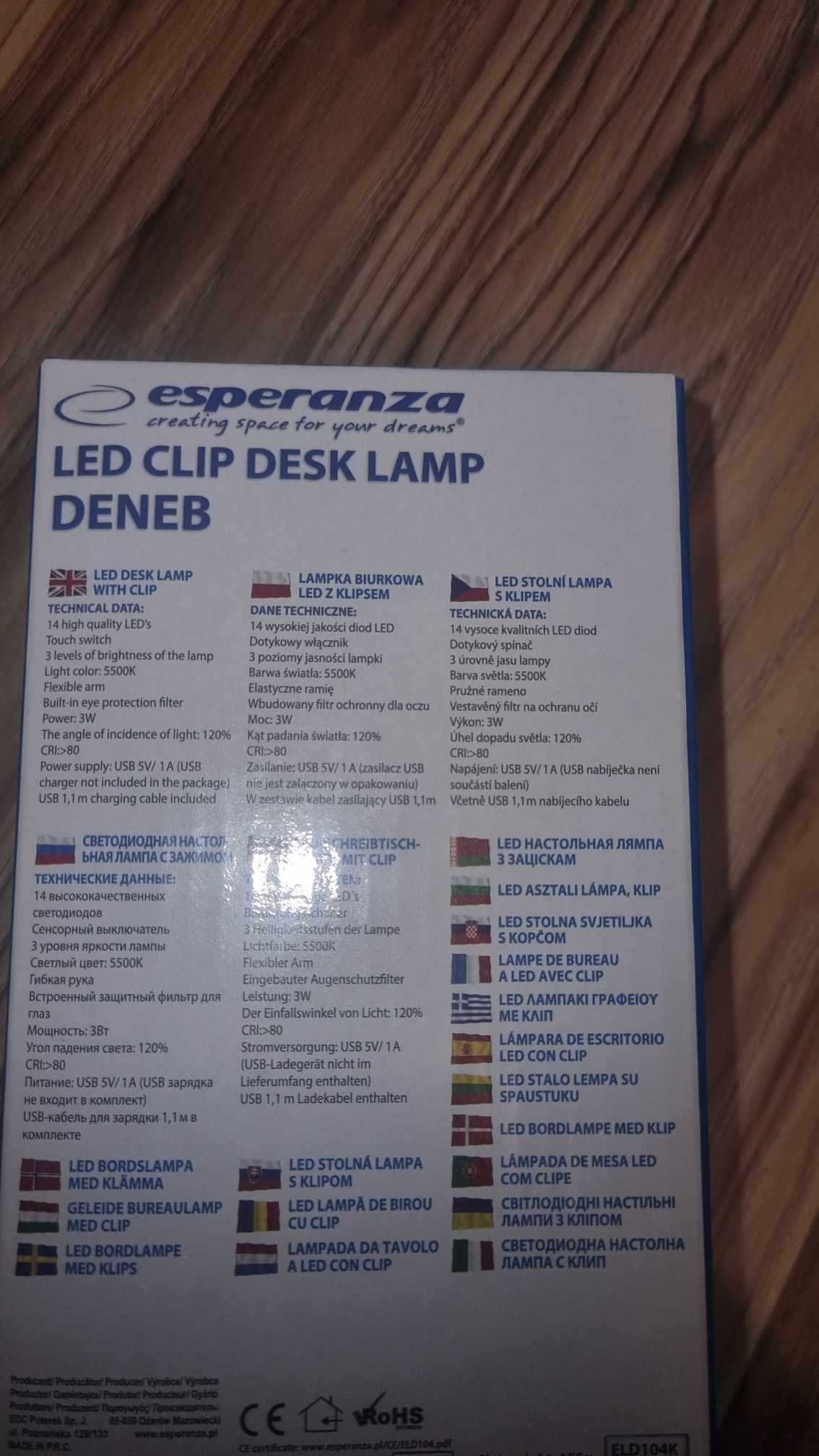 Lampka LED na klips do łóżka półki