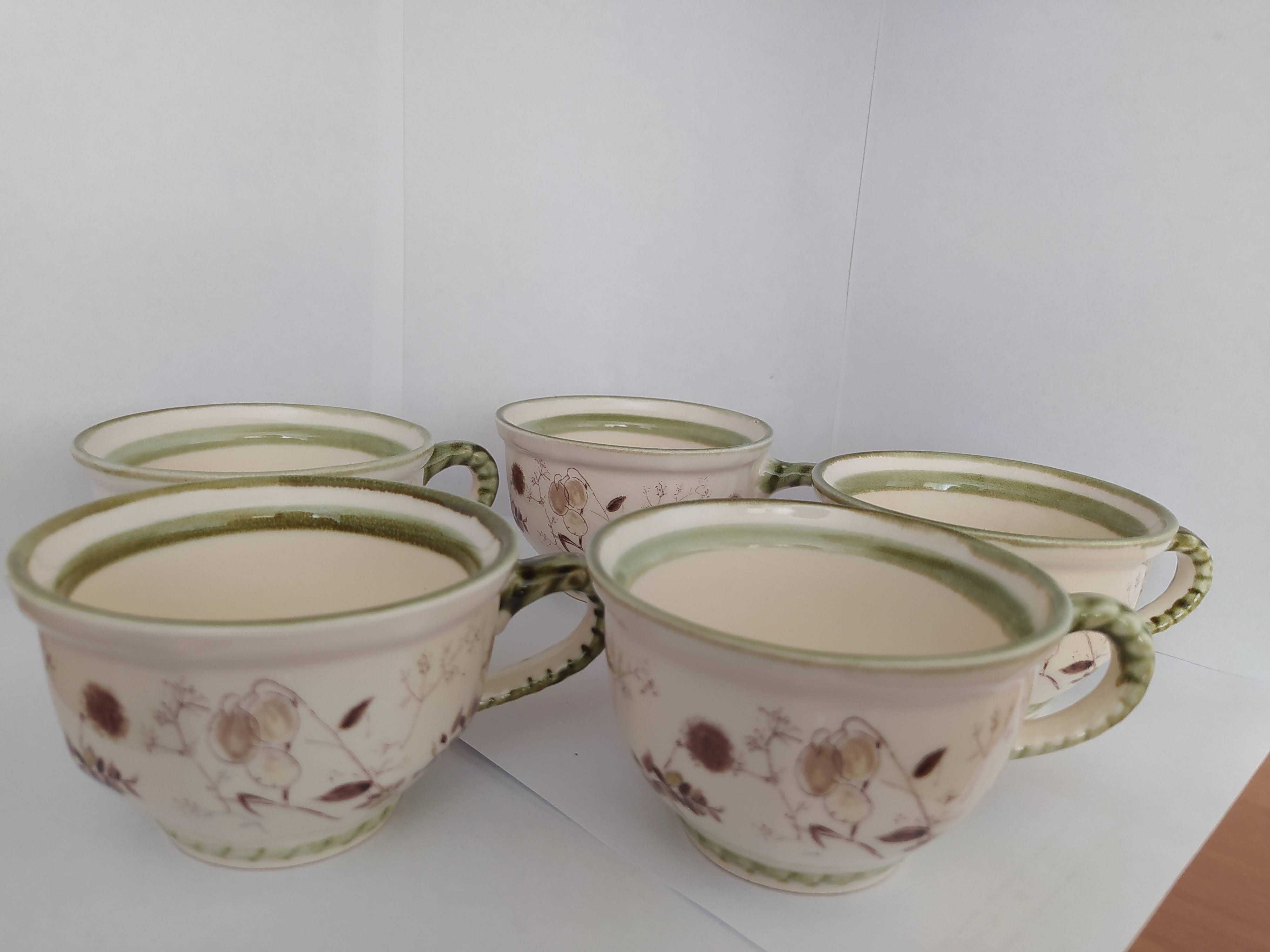 Zestaw Zeller Keramik Niemcy ceramika filiżanki bulionówki świecznik
