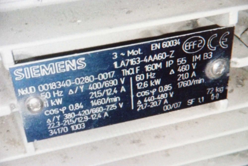 Мотор электрический 3 -х фазный Siemes 12 киловатт