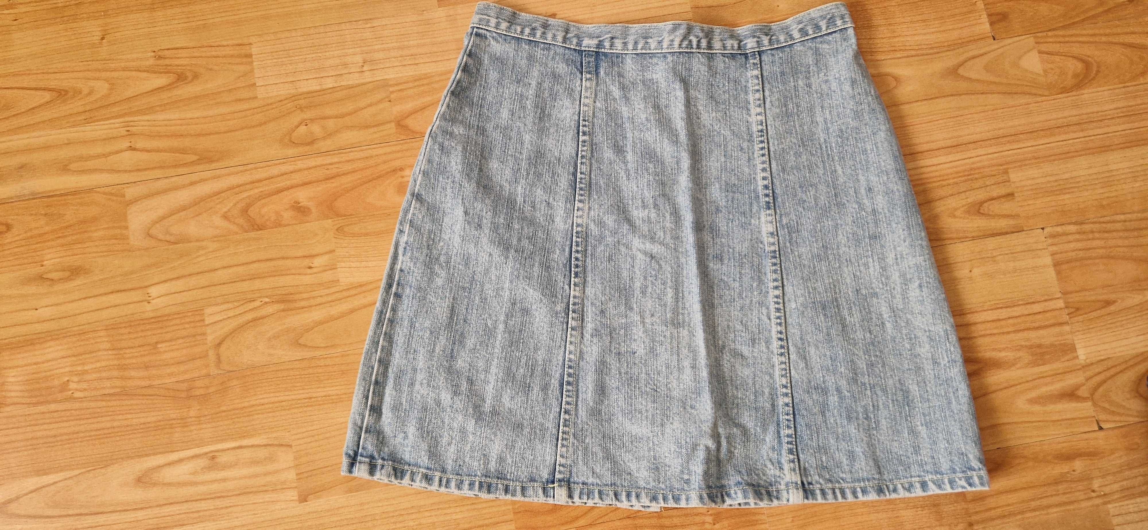 Spódniczka jeansowa na zatrzaski trapezowa M jeans