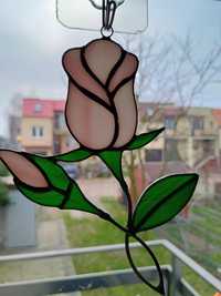 Witraż prezent zawieszka dekoracja Róża