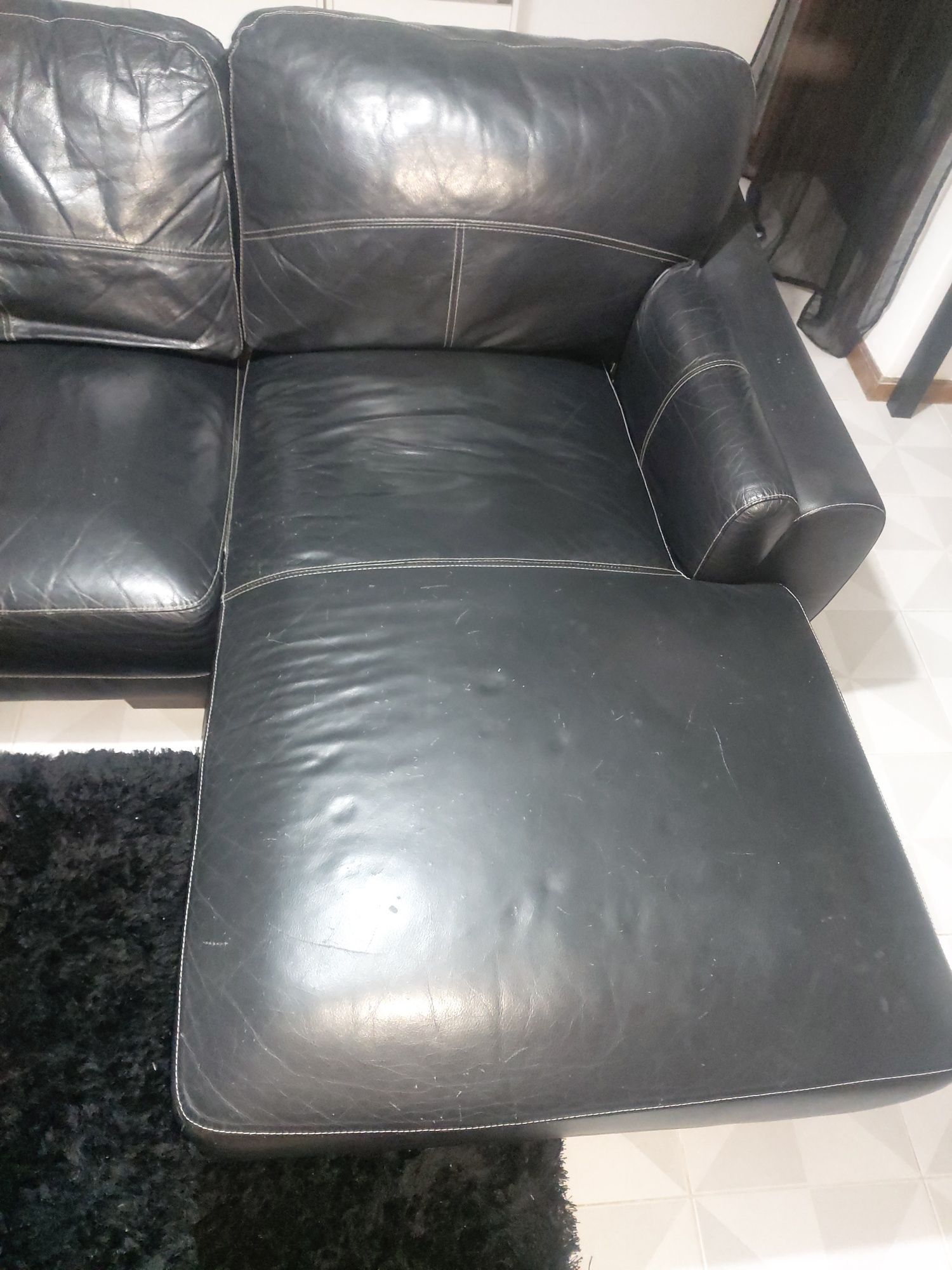 sofa em pele com chaise long