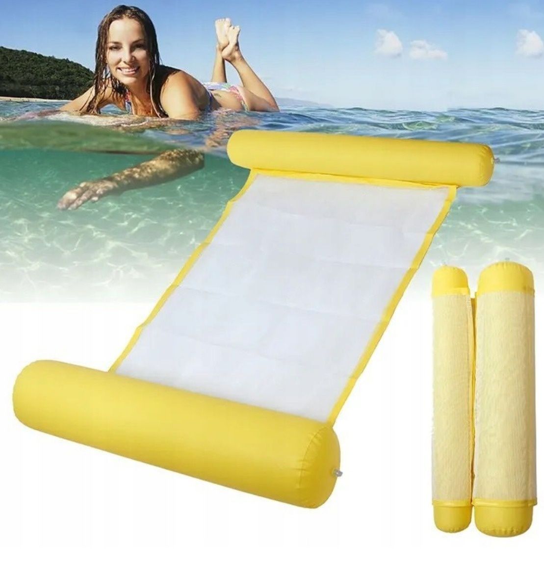 Materac dmuchany hamak wodny 110x85cm leżak fotel pompowany do basenu