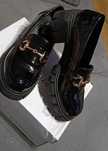 Czarne buty/mokasyny, eleganckie, lakierowane