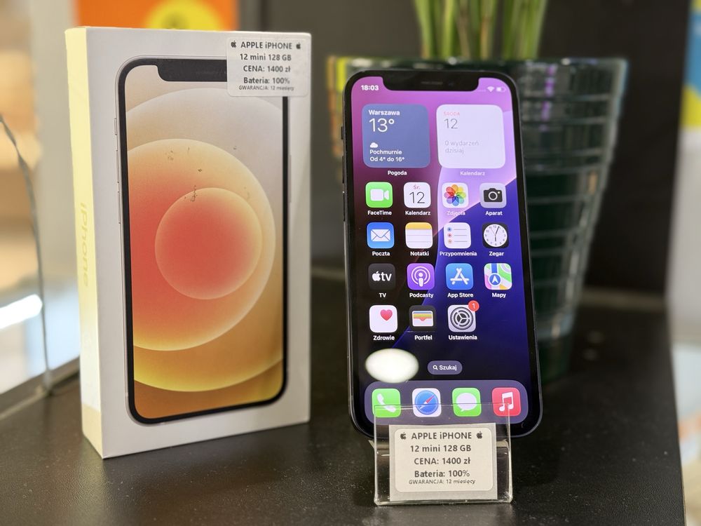 Telefon Apple IPhone 12 mini 128 GB. Kondycja baterii 100% stan BDB !