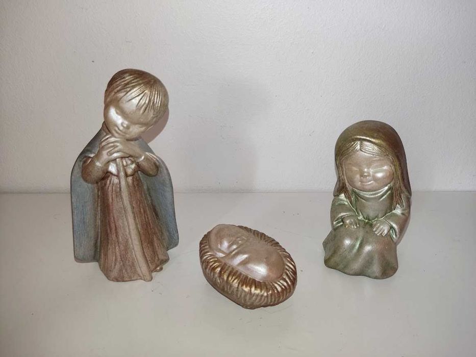 Presépio infantil 3 figuras gesso pintadas à mão