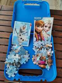 2 puzzles da Frozen 1 da Educa e 1 puzzle de unicórnio da Concentra