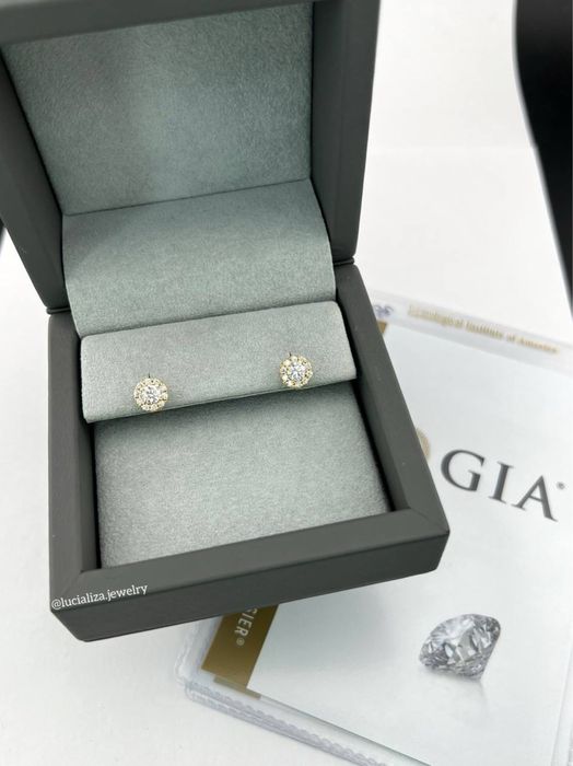 Серьги пусеты с бриллиантами 0.86ct  Белое золото