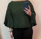 Blusa de malha verde com manga balão