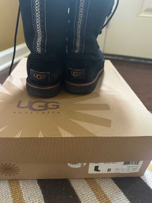 Жіночі замшеві чоботи угги UGG з  натуральним хутром оригінал