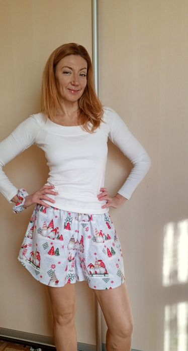 Шорти з фланелі з новорічним принтом