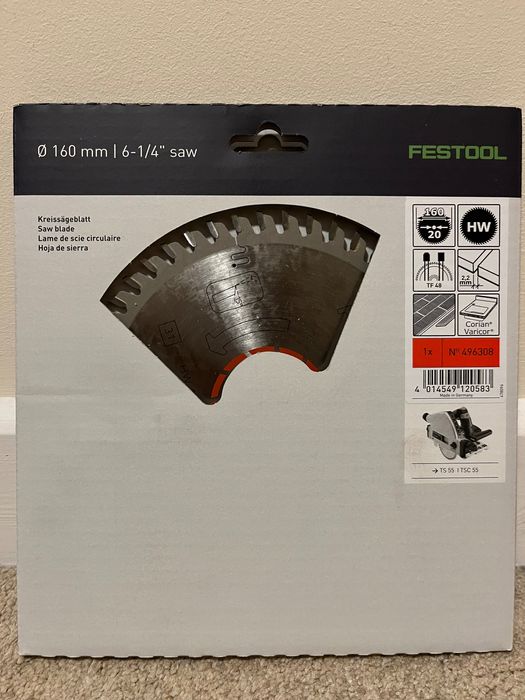 Festool диск 496308 160х2.2х20 TF48, 496306 TF52